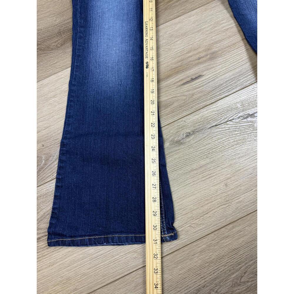 Rue21 Jeans Juniors 7/8 Blue Medium Wash Bootcut Stretch Embroidered Pockets - Picture 9 of 11